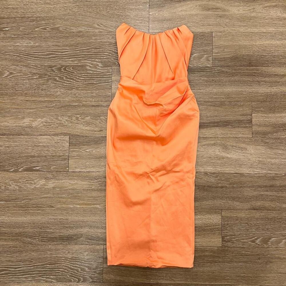 House of CB 'Alora' Tangerine Strapless Corset Midi Dress